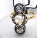 Bague 53 Anello epoca vittoriana oro, argento, perla, diamanti 58 Facettes