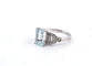 Bague 54 Bague en or blanc avec aigue-marine et diamants 58 Facettes