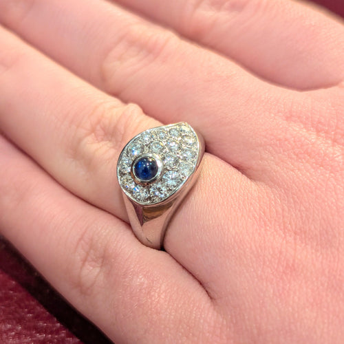 Bague Bague en or blanc diamants et saphir 58 Facettes 29701