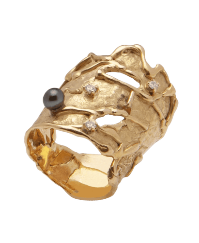 Bague 54 Bague Créateur Or 18K Perle Diamant 58 Facettes BO220256/BaguedeCréateurPerleetDiamant