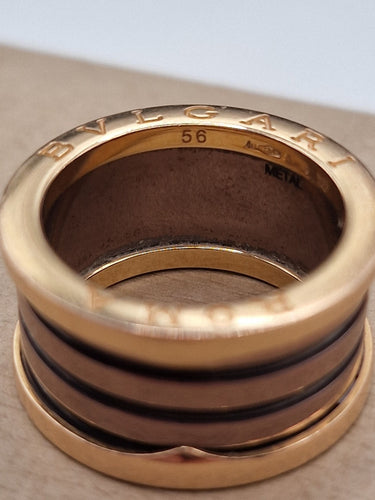 Bague 56 BULGARI - Bague Bzero.1 ROMA en or rose et métal 58 Facettes