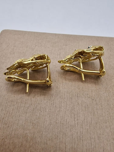 Boucles d'oreilles Boucles d'oreilles vintage en feuille d'or jaune des années 1980-90 58 Facettes