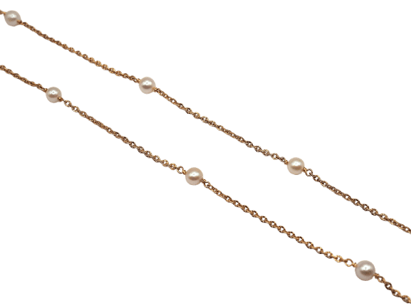 Collier Sautoir en or jaune et perles fines (120 cm) 58 Facettes 1111