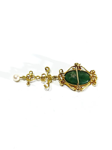 Pendentif Broche Pendentif Or, Jade et Perle 58 Facettes
