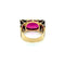 Bague 53 Bague Tank Or Jaune, Platine, Saphir Rose Verneuil, Diamants 58 Facettes