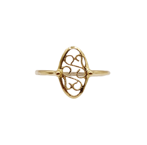 Винтидж пръстен маркиза в стил Ар нуво с филигран от 18-каратово злато 