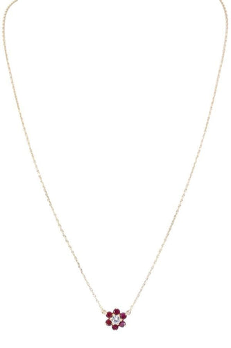 Collier Collier marguerite or jaune diamant et rubis 58 Facettes 088471