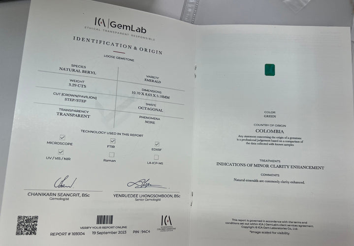 Émeraude colombienne de 3,29 carats avec certificat 58 Facettes COL-1