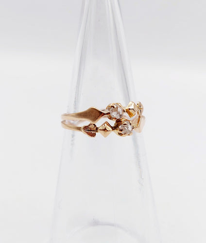 Bague 47 Bague antique toi et moi or rose 18k diamants taille roses (circa 1900) 58 Facettes A06295