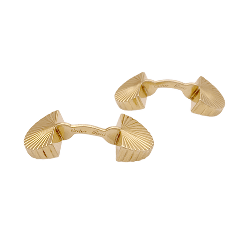 Boutons de manchette Boutons de manchette vintage Cartier, "Eventail", or jaune. 58 Facettes 34549