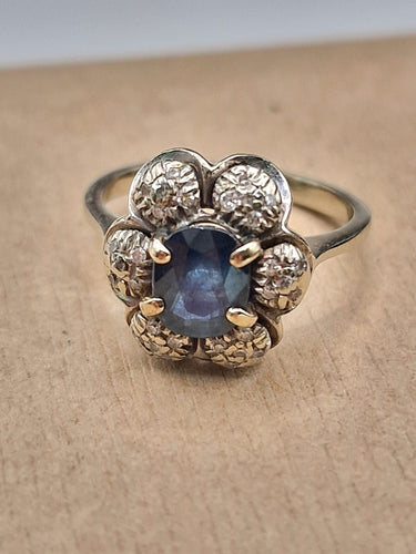 Bague 48 Bague vintage cluster saphir en or blanc 18k 58 Facettes