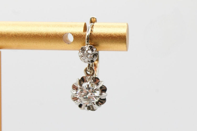 Boucles d'oreilles Boucles d'oreilles dormeuses or blanc diamants 58 Facettes 240657