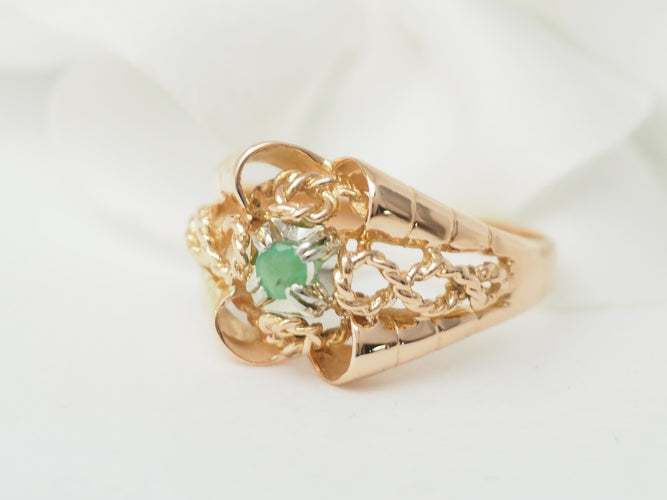 Bague 58 Bague ajourée en or rose et émeraude 58 Facettes 33470