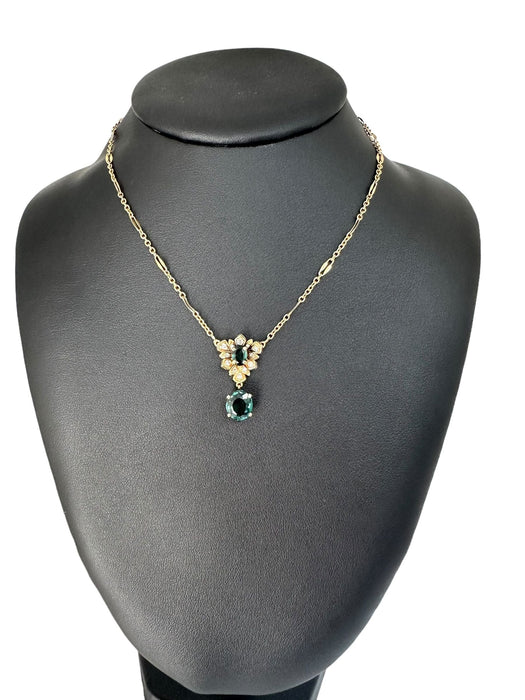 Collier Collier en or jaune tourmaline, indicolite et diamants 58 Facettes