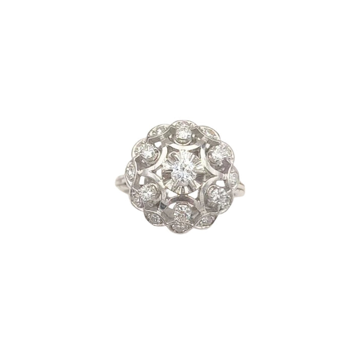 Anello vintage inserito platino ornato di diamanti