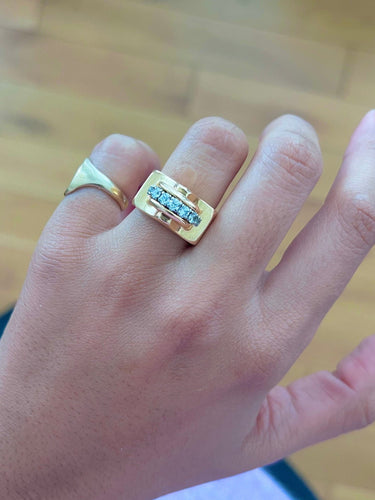 Bague 50 Bague Tank en or jaune et or rose et diamants taille ancienne 58 Facettes