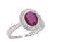 Bague 54 Bague entourage en or blanc avec diamants et rubis 58 Facettes 2060