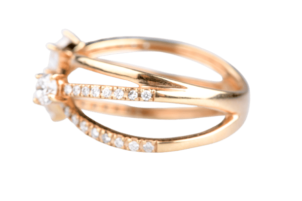 Bague 53 Bague en or jaune sertie de diamants 1.08 ct – design flèche croisée moderne 58 Facettes 31300300