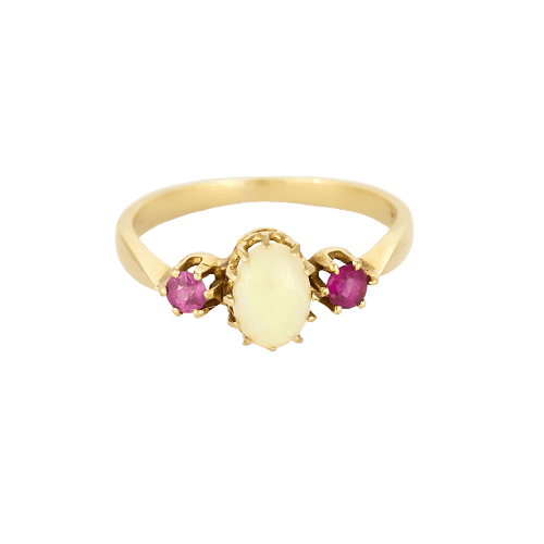 Bague 51,5 Bague en or jaune, opale et rubis de synthèse 58 Facettes SQU3784X6