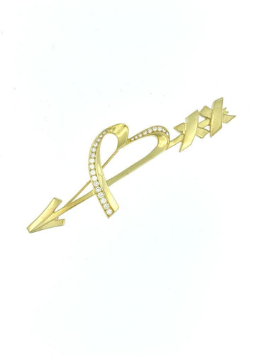 Broche TIFFANY & CO. Broche cœur et flèche or jaune et diamants 58 Facettes