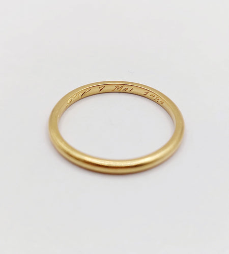 Bague 56 Bague jonc Alliance antique or jaune 18k stacker (circa 1929) 58 Facettes A06009