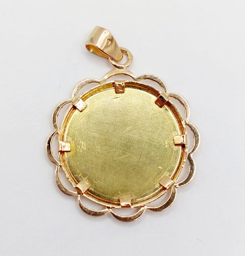 Pendentif RARE Pendentif AUGIS médaille d'amour 26 mm or rose 18k orné de rubis : "+ qu'hier - que demain" (circa 1970) 58 Facettes A05093