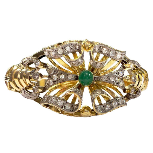 Bracelet Bracelet en or style rétro 1945 avec diamants et émeraude 58 Facettes Q75B