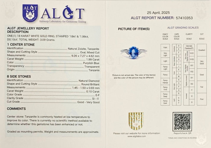 Bague Bague en or blanc tanzanite et diamant. 58 Facettes 57410353