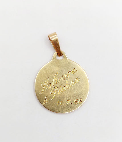 Pendentif Augis - Pendentif médaille d'amour 19 mm en or 18k avec diamant et rubis 58 Facettes A06534