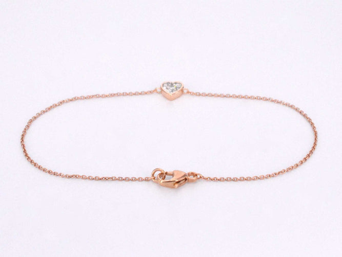 Bracelet Bracelet en or rose avec cœur en diamant 0,10 carat 58 Facettes 2234