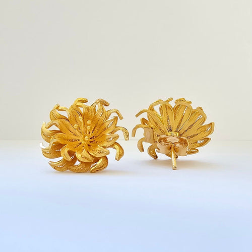 Boucles d'oreilles Boucles d’oreilles motif floral en or jaune 58 Facettes GEL-ER-FLW-YG