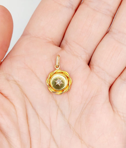 Pendentif Pendentif Art Déco or jaune, diamant taille ancienne serti étoilé (circa 1950) 58 Facettes A06315