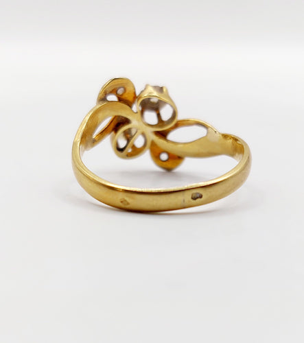 Bague 52 Bague toi et moi antique or 18k diamant taille rose et perle (circa 1900) art nouveau 58 Facettes A05423