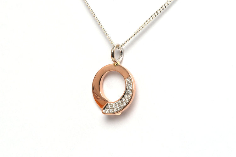 Pendentif Pendentif contemporain or rose, diamants 58 Facettes 21750