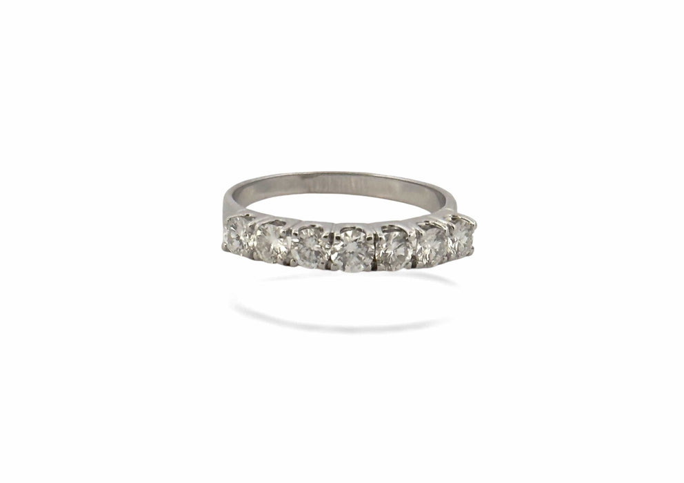 Bague 64 Demi-alliance en diamants or blanc 58 Facettes