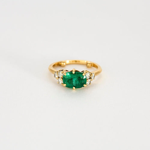 Bague 45 MELLERIO dits MELLER- Bague or jaune émeraude et diamants 58 Facettes