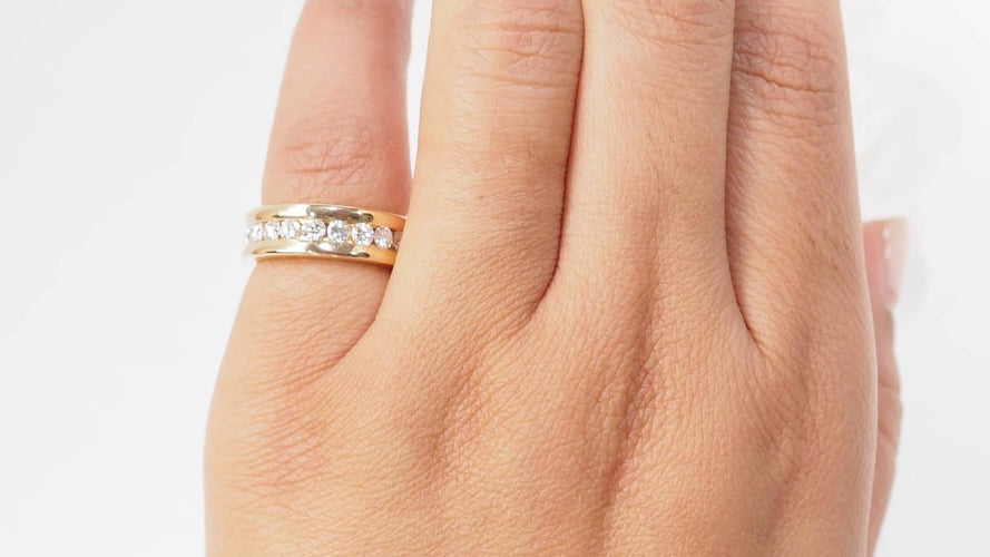 Bague 51 Alliance américaine en or jaune et diamants 1,68ct 58 Facettes 32667