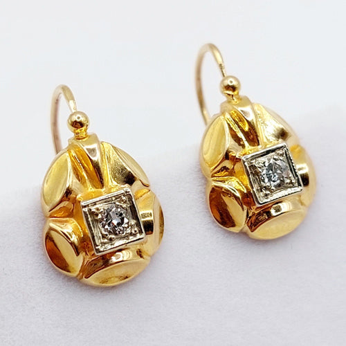 Boucles d'oreilles Dormeuses art déco or jaune et diamants 58 Facettes A05807