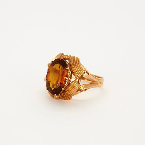 Bague Bague or jaune citrine mandarine de 5,2 carat 58 Facettes LP740