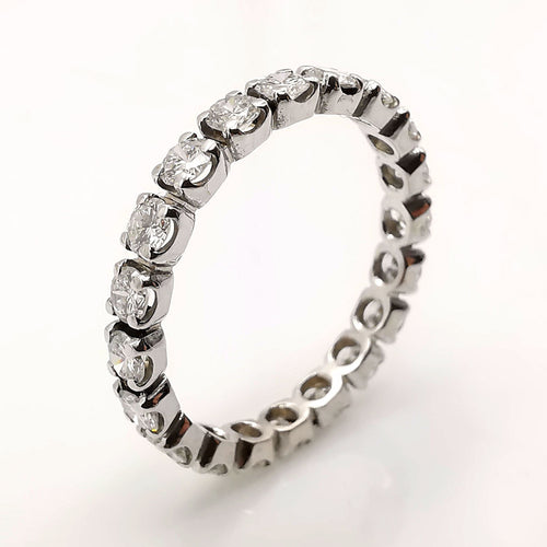 Bague 58 Alliance américaine or blanc et diamants 58 Facettes