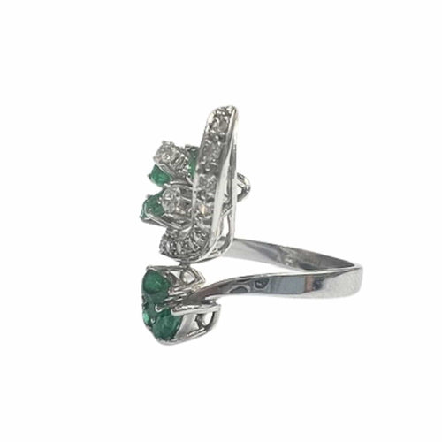 Bague 53 Bague rétro diamants émeraudes 58 Facettes Q165B