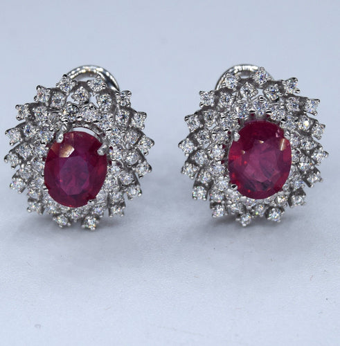Boucles d'oreilles Boucles d'oreilles diamants rubis or blanc 58 Facettes