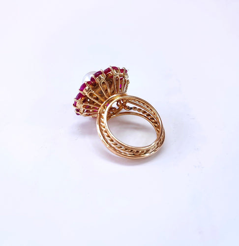 Bague 52 Bague or rose perle et rubis 58 Facettes Bag.perl.Ru.DV42