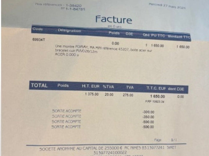 Montre montre POIRAY ma premiere mini 45207 quartz 21 mm acier cuir +ecrin 58 Facettes 268629