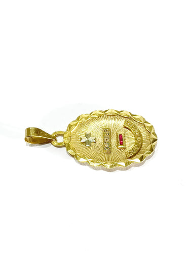 Pendentif Augis - Médaille d'Amour en or jaune et rubis 58 Facettes