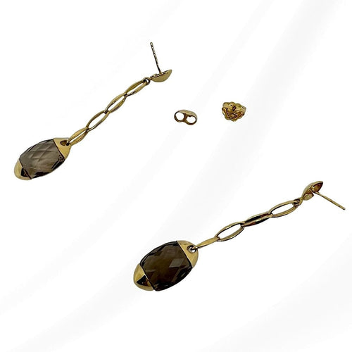 Boucles d'oreilles CHIMENTO - Boucles d'oreilles or jaune quartz fumé 58 Facettes AA 1708