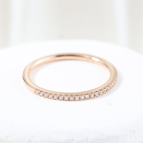 Bague 54 Bague en or rose sertie de diamants taille brillant en canal 58 Facettes J0100324