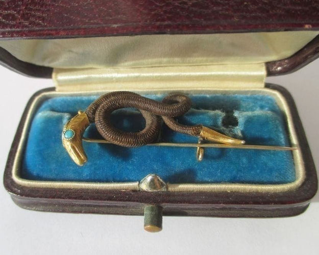 Broche Broche Serpent Cheveux or rose , turquoise XIXe siècle 58 Facettes