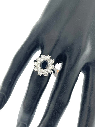 Bague 53.5 Bague or blanc saphir et diamants 58 Facettes