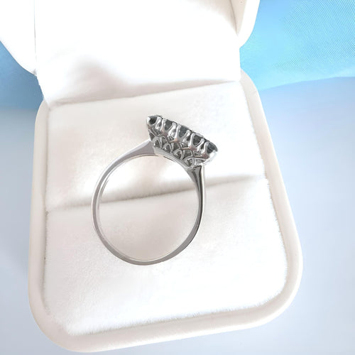 Bague 57.5 Bague Vintage (1970-1980) saphirs et diamants or gris 18K 58 Facettes 1757